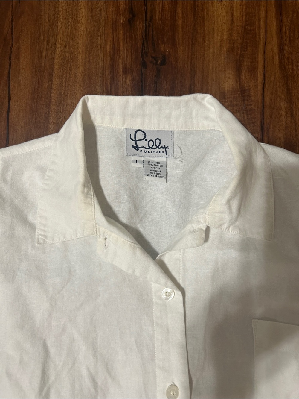 Lilly Pulitzer Men’s Cream Button-Down Linen Shirt